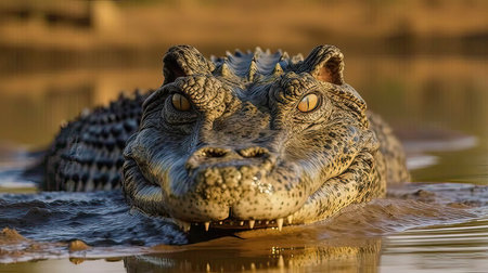 Crocodile in Kruger National Park, South Africa ; Specie Crocodylus niloticus family of Crocodylusの素材