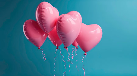 Pink gel balls on a blue background (AI generated image)の素材