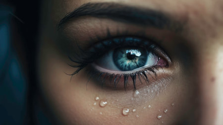 Dewy Eye of a Female in Macro View (AI Generated)の素材