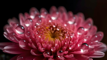 Beautiful pink chrysanthemum flower with water drops.の素材