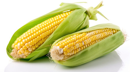 Opened Corn Ears with White Backdrop for Display (AI Generated)の素材