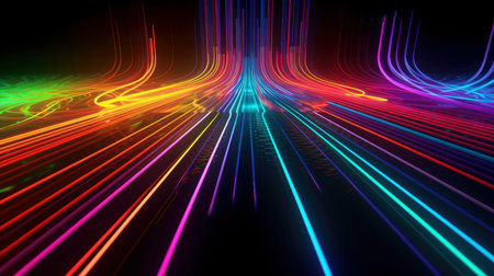 Beautiful glow flare and spark. Red blue special effect, speed police line. Magic of moving fast motion laser beams, horizontal light rays. Abstract neon color glowing lines background.generated by AIの素材