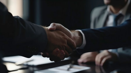 Business partners discussing contract together during business meeting in office.AI-generatedの素材