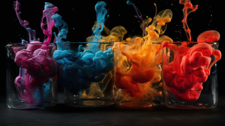 colored fluids with gravity.Ink water. Explosion smoke.AI-generatedの素材