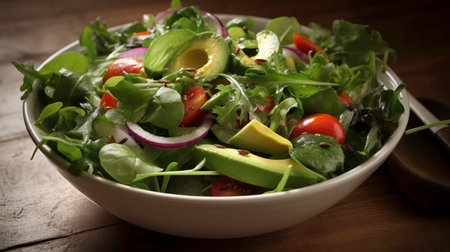 Ecologically healthy food. Salad on a platter. Generated by AIの素材