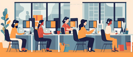 call center with customer services.AI-generatedの素材