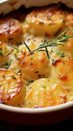 Potato Casserole with Cheese and Bacon AI Generatedの素材