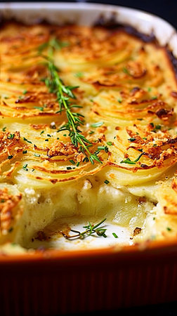 Potato Casserole with Cheese and Bacon AI Generatedの素材