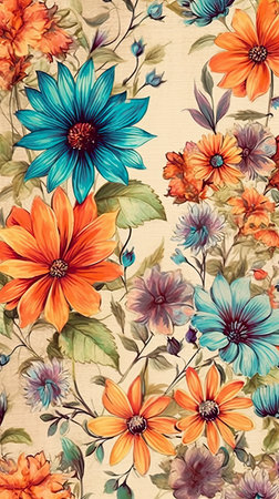 Colorful Floral Art Design generated by AIの素材