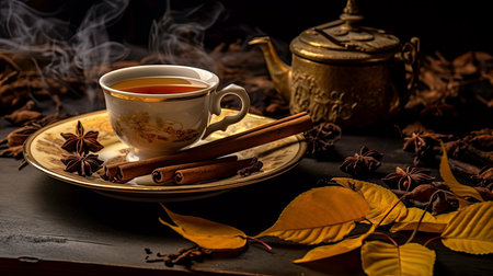 Tea with Cinnamon for a Business Presentation generated by AIの素材
