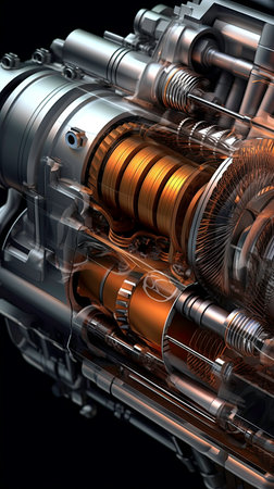 Computer Graphic Design of an Engine generated by AIの素材