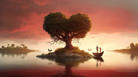 Heart Shaped Tree as a Symbol of Love generated by AIの素材