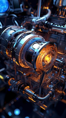 Computer Graphic Design of an Engine generated by AIの素材