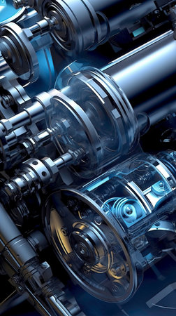 Computer Graphic Design of an Engine generated by AIの素材