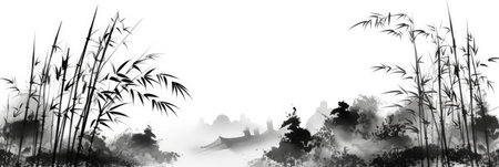 White Background with Fog and Plants generated by AIの素材
