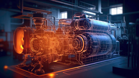 Computer Graphic Design of an Engine generated by AIの素材