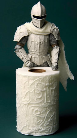 A Toilet Paper and a Cardboard Knight: A Humorous Background Generated by AIの素材