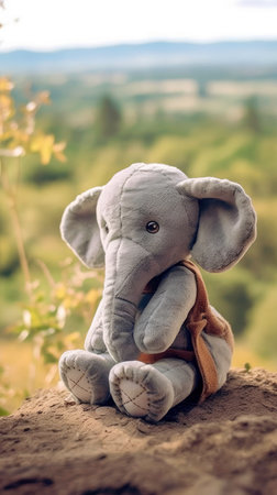 A Cute Toy Elephant Made of Fabric Generated by AIの素材