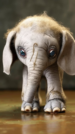 A Cute Toy Elephant Made of Fabric Generated by AIの素材