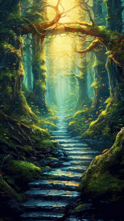 The Magic Forest: A Place of Enchantment and Mystery. Generated by AI.の素材