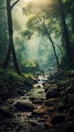 The Magic Forest: A Place of Enchantment and Mystery. Generated by AI.の素材