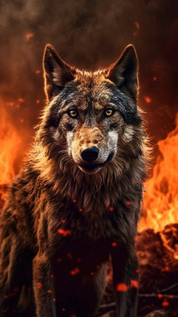 Forest Fire: A Nightmare for Wildlife. Generated by AI.の素材