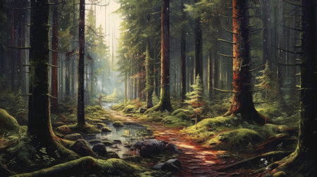 The Magic Forest: A Place of Enchantment and Mystery. Generated by AI.の素材