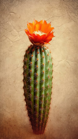 How a Cactus Can Add Interest and Pattern to a Textured Background. Generated by AI.の素材