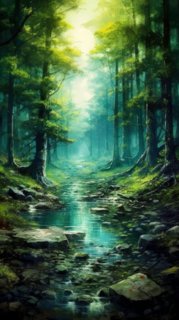 The Magic Forest: A Place of Enchantment and Mystery. Generated by AI.の素材