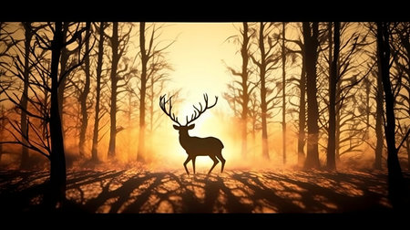 Forest Fire: A Nightmare for Wildlife. Generated by AI.の素材