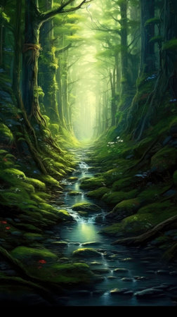 The Magic Forest: A Place of Enchantment and Mystery. Generated by AI.の素材