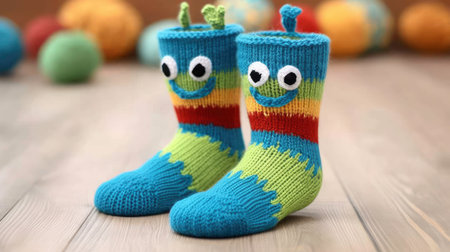 The Cutest and Most Colorful Socks for Children. Generated by AI.の素材