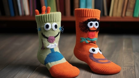 The Cutest and Most Colorful Socks for Children. Generated by AI.の素材