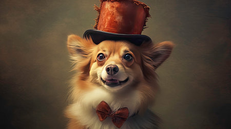 A Portrait of a Happy and Grinning Dog with a Hat - Generated by AIの素材