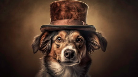 A Portrait of a Dog Wearing a Stylish Hat - Generated by AIの素材