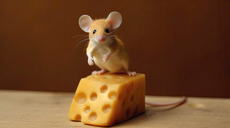 A Photo Shoot of a Mouse Eating a Cheese - Generated by AIの素材