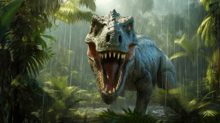 Extinct Reptile Dinosaur in Nature Forest Generated by AIの素材