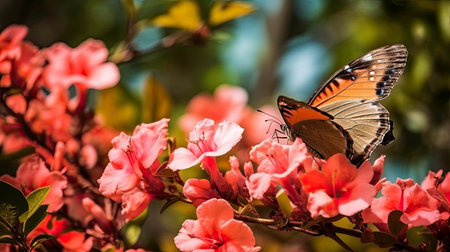 Vibrant Image of a Butterfly on a Flower generated by AIの素材