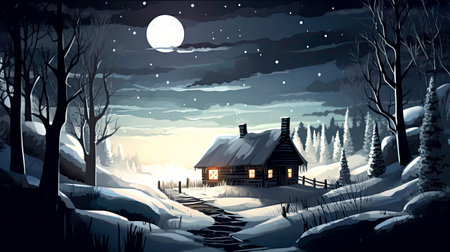Dreamy Fantasy Night Scene with Sparkle and Glitter generated by AIの素材