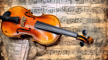 Creative Music Design with Grunge Texture generated by AIの素材
