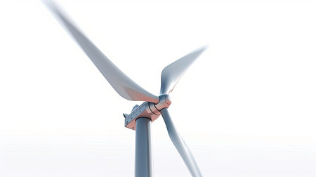 Closeup of a wind turbine blade on a white background generated by AIの素材