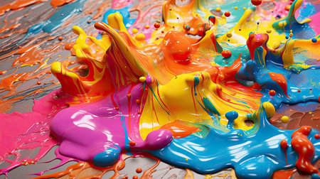 Abstract Painting with Colorful Paint Strokes on Canvas generated by AIの素材