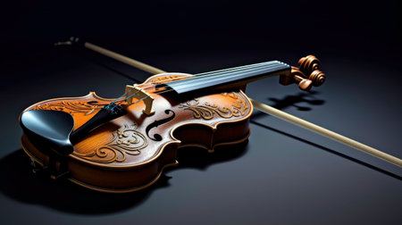 Violin on a dark background with light and shadow effects generated by AIの素材
