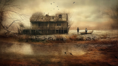 A Mystic and Fantasy Artwork on a Texture Background generated by AIの素材