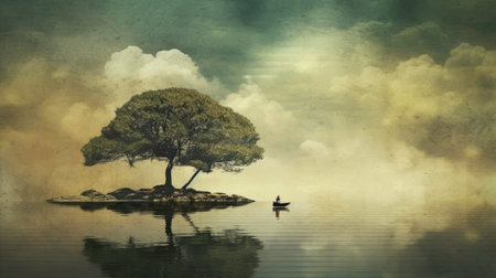 A Mystic and Fantasy Artwork on a Texture Background generated by AIの素材