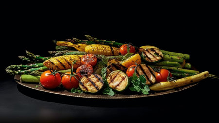 Summer Barbecue Idea - Grilled Vegetable Side Dish with Lemon and Oil Generated by AIの素材