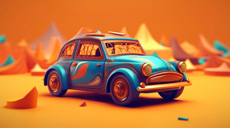 3D Illustration of a Futuristic Car Design generated by AIの素材