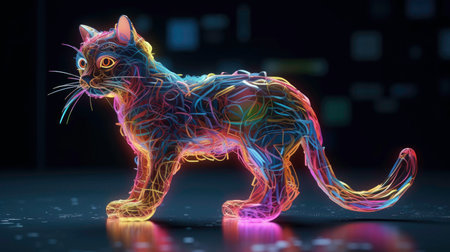 3D Illustration of a Cute and Fluffy Cat generated by AIの素材