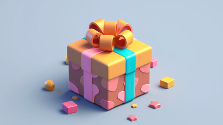 Surprise and Joy in 3D Gift Box Illustration generated by AIの素材