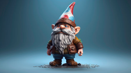 Friendly and Cheerful Gnome in 3D Illustration generated by AIの素材